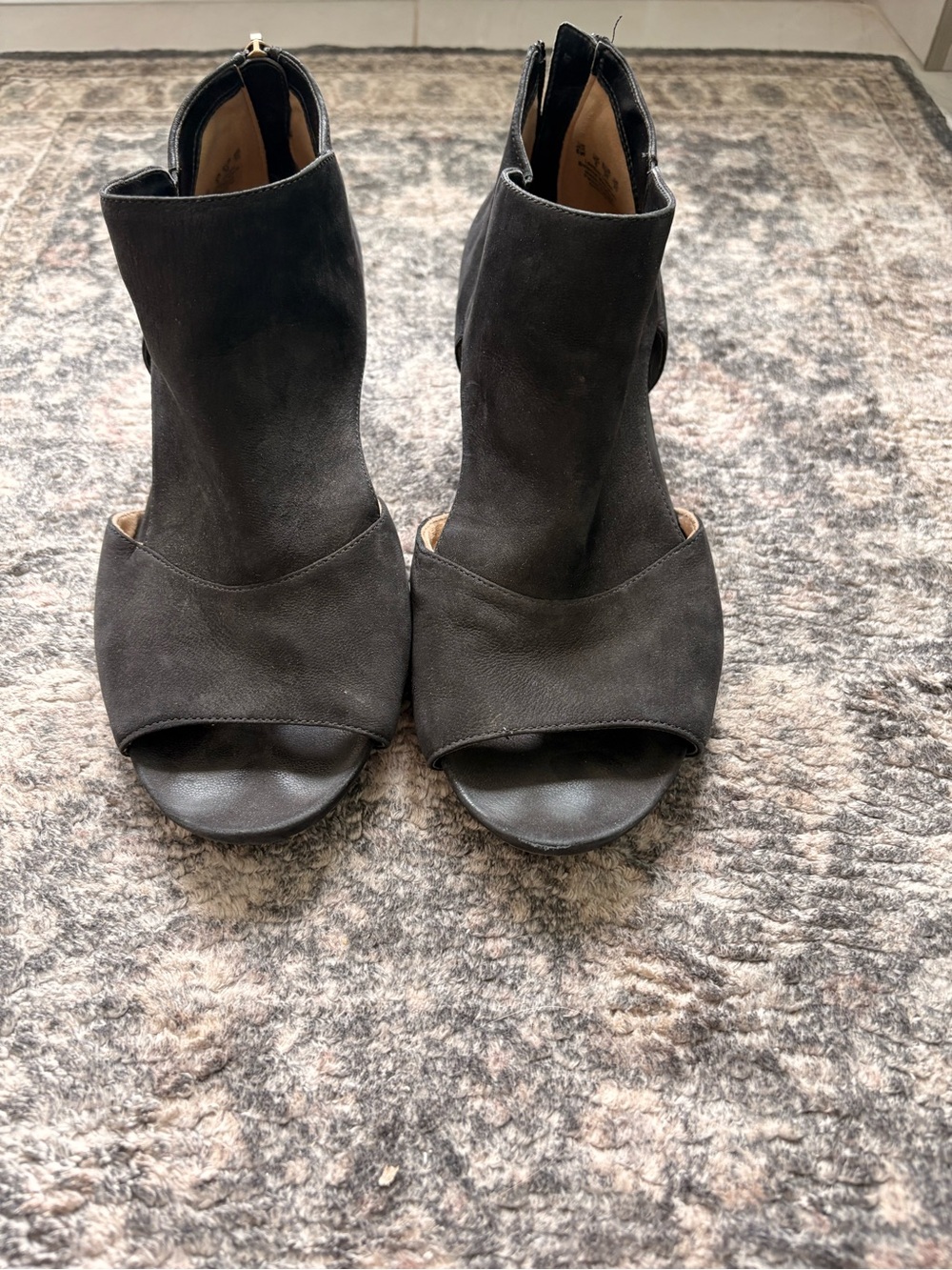 Naturalizer Black Open-Toe Wedge Booties